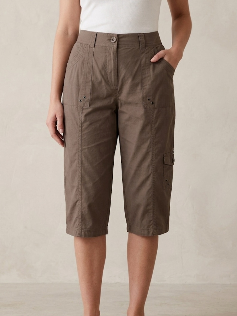 Dā‑Sh Brown Utility Cargo Capris – Size XL | Street‑Casual Utility Y2K Workwear